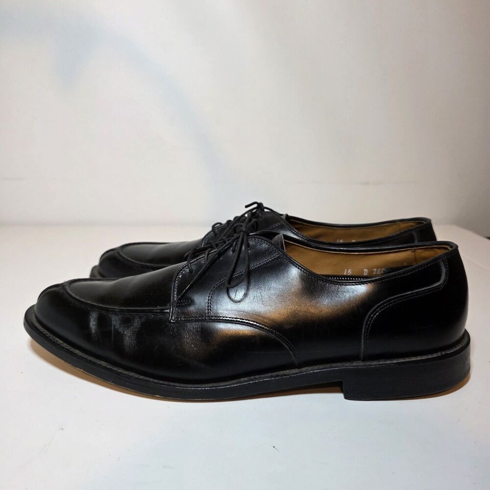 ALLEN EDMONDS BRADLEY BLACK SHELL LEATHER DRESS SHOES MENS SIZE 15 D SPLIT TOE